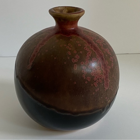 Vintage Vase The Potter’s Craft Sigma Tastesetter Japan drip glass brown 4.5” - Picture 14 of 16